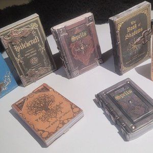 Mini Gothic Halloween Spell Books Witch Decor Tiered Tray Miniatures Witchcraft